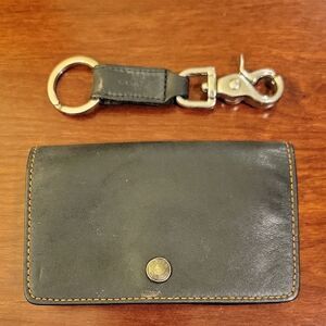 Coach Dark Leather Key Holder and Card Wallet